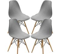 Highdi Scandinavian Dining Chair Covers, Stretch Diamond Jacquard Nordic Style Armless Chair Slipcovers Shell Chairs Covers Removable Washable for Kitchen, Bedroom, Living Room (Light gray,4 PCS)