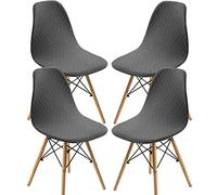 Highdi Scandinavian Dining Chair Covers, Stretch Diamond Jacquard Nordic Style Armless Chair Slipcovers Shell Chairs Covers Removable Washable for Kitchen, Bedroom, Living Room (Dark gray,4 PCS)