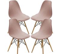 Highdi Scandinavian Dining Chair Covers, Stretch Diamond Jacquard Nordic Style Armless Chair Slipcovers Shell Chairs Covers Removable Washable for Kitchen, Bedroom, Living Room (Jade pink,4 PCS)
