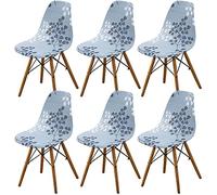 Highdi Scandinavian Dining Chair Covers, Stretch Nordic Style Universal Armless Chair Slipcovers Shell Chairs Covers Removable Washable for Kitchen, Bedroom, Living Room (Heart leaves,6 PCS)