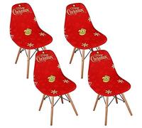 Highdi Scandinavian Dining Chair Covers, Stretch Nordic Style Universal Armless Chair Slipcovers Shell Chairs Covers Removable Washable for Kitchen, Bedroom, Living Room (4 PCS,Christmas gloves)