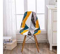 Highdi Scandinavian Dining Chair Covers, Stretch Nordic Universal Shell Chairs Covers Armless Chair Slipcovers Removable Washable for Kitchen, Bedroom,Living Room, Lounge (Geometry,Set of 2)