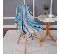 Highdi Scandinavian Dining Chair Covers, Stretch Universal Armless Chair Slipcovers Shell Chairs Covers Removable Washable for Kitchen, Bedroom, Living Room, Lounge (6PCS,gold blue marble)
