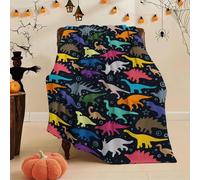 Highdi Sherpa Throw Blanket Large, 3D Fleece Blanket for Double King Bed Size Lightweight Sofa Throw Warm Fluffy Microfiber for Travel, Camping, Couch (Colorful Dinosaur,150 * 130cm)