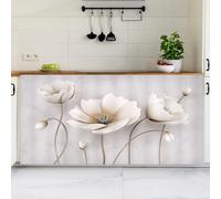 Highdi Short Curtain for Kitchen, Small Cupboard Curtains, No Drilling is Required with Self Adhesivefor Under Sink,Privacy Protected (White flowers,140x80cm)