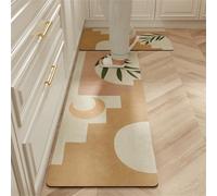 Highdi Simple Modern Texture Kitchen Rug, Absorbent Kitchen Mat Door Mat, Non Slip Kitchen Mats 2.5MM Thick Kitchen Rugs, for Entryway, Laundry Room, Bathroom, Hallways (Green Leaf,50x80cm)
