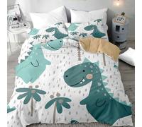 Highdi Single Duvet Cover Set Dinosaur Printed, Animal Kids Single Bedding Set with 1 Pillow Case, Children Quilt Cover Set -135 x 200cm