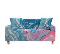 Highdi Slipcover Sofa Cover 1 2 3 4 Seat, 3D Marble Printed Stretch Elastic Fabric Washable Armchair Couch Cover Protector Cover Decor for Leather Sofas Loveseat (Gradient Pink,3 seater)