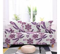 Highdi Slipcover Sofa Cover 1 2 3 4 Seat, Butterfly Printed Stretch Elastic Fabric Washable Armchair Couch Cover Protector Cover Decor for Leather Sofas Loveseat (Purple Flowers,1 seater)