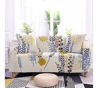 Highdi Slipcover Sofa Cover 1 2 3 4 Seat, Floral Printed Stretch Elastic Fabric Washable Armchair Couch Cover Protector Cover Decor for Leather Sofas Loveseat (Yellow Plant,4 seater)