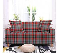 Highdi Slipcover Sofa Cover 1 2 3 4 Seat, Grid Printed Stretch Elastic Fabric Washable Armchair Couch Cover Protector Cover Decor for Leather Sofas Loveseat (Gray Red,1 seater)