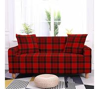 Highdi Slipcover Sofa Cover 1 2 3 4 Seat, Grid Printed Stretch Elastic Fabric Washable Armchair Couch Cover Protector Cover Decor for Leather Sofas Loveseat (Red,1 seater)