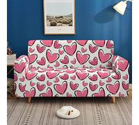 Highdi Slipcover Sofa Cover 1 2 3 4 Seat, Love Heart Printed Stretch Elastic Fabric Washable Armchair Couch Cover Protector Cover Decor for Leather Sofas Loveseat (Pink,1 seater)
