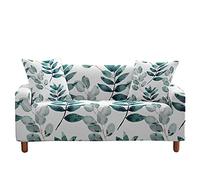 Highdi Slipcover Sofa Cover 1 2 3 4 Seat, Plant Leaf Printed Stretch Elastic Fabric Washable Armchair Couch Cover Protector Cover Decor for Leather Sofas Loveseat (4 seater,Elegant)