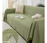 Highdi Sofa Throws Large, Extra Large Throws for Settees, Nordic Style Versatile Woven Soft Throw Blanket with Tassels for Settees Couch Armchair Sofa Bed (90x180cm,Matcha Green)