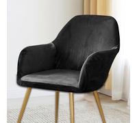 Highdi Soft Velvet Chair Slipcovers Set of 6/4/2/1, Stretch Dining Chair Covers with Armrest and Curved Back, Vanity Swivel Armchair Cover for Bedroom Office Living Room (Black,2 PCS)