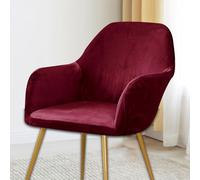 Highdi Soft Velvet Chair Slipcovers Set of 6/4/2/1, Stretch Dining Chair Covers with Armrest and Curved Back, Vanity Swivel Armchair Cover for Bedroom Office Living Room (Burgundy,6 PCS)