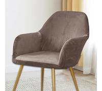 Highdi Soft Velvet Chair Slipcovers Set of 6/4/2/1, Stretch Dining Chair Covers with Armrest and Curved Back, Vanity Swivel Armchair Cover for Bedroom Office Living Room (Brown,6 PCS)