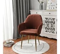 Highdi Soft Velvet Dining Chair Covers Solid Color Stretch Curved Back Chair Slipcovers with Armrest, Vanity Swivel Armchair Cover Removable Washable for Bedroom Party Hotel (Brown,4 PCS)