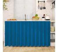 Highdi Solid Color Dustproof Curtain, Cupboard Short Kitchen Hideaway Small Curtains - No Drilling Is Required with Self Adhesive for Under Sink, Bookcase, Bathroom (Blue,W140cmxH100cm)