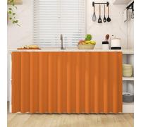 Highdi Solid Color Dustproof Curtain, Cupboard Short Kitchen Hideaway Small Curtains - No Drilling Is Required with Self Adhesive for Under Sink, Bookcase, Bathroom (Orange,W140cmXH60cm)
