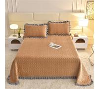 Highdi Solid Color Quilted Bedspreads Single Double King Bedspread, Soft Comforter Bed Throw Velvet Bed Spread, Reversible Quilted Throw, for All Season Bedroom Decorative (Camel,200x230cm)