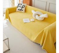 Highdi Solid Color Sofa Throws Blanket Modern Large Soft Chenille Sofa Cover Reversible Blanket with Tassels, Universal Full Throw for Chair Settees Couch Bed and Armchair (Lemon Yellow,180x230cm)