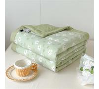 Highdi Spring Floral Print Reversible Bed Throws Quilted Bedspreads, Lightweight Patchwork Quilt Comforter Single Double, Throw Summer Quilt, Quilted Blanket for All Seasons (Green,150x200cm)