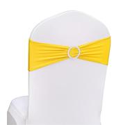 Highdi Stretch Chair Sashes With Buckle Slider, Elastic Stretch Spandex Chair Covers Bands Bows for Wedding Party Lycra Chair Decoration (20pc,lemon yellow)
