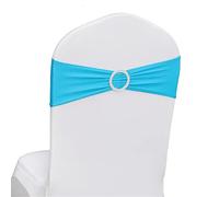 Highdi Stretch Chair Sashes With Buckle Slider, Elastic Stretch Spandex Chair Covers Bands Bows for Wedding Party Lycra Chair Decoration (20pc,Lake Blue)