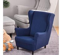 Highdi Stretch Children's Jacquard Wingback Chair Covers for Kids Wingback Chair Reading Chair Cover Small Armchair Sofa Cover Living Room Bedroom Furniture Protector (Navy Blue)