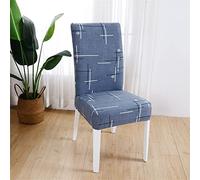 Highdi Stretch Dining Chair Covers 1/4/6PCS, Nordic Geometric Pattern Chair Protector Covers, Spandex Chair Slipcovers Washable Removable Seat Slipcovers for Hotel Dining Room (Blue,6 Pcs)
