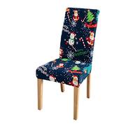 Highdi Stretch Dining Chair Covers Creative Christmas Printed Chair Cover High Back Removable Washable Chair Protector Christmas Party Hotel Banquet Decor Chair Covers (1PC,Navy Blue)