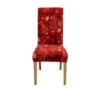 Highdi Stretch Dining Chair Covers Red Green Christmas Printed Chair Cover High Back Removable Washable Chair Protector xmas Party Hotel Banquet Decor Chair Covers (6 PCS,Star-Studded)