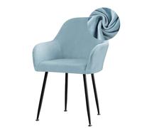 Highdi Stretch Dining Chair Covers Velvet Curved Back Chair Slipcovers with Armrest, Vanity Swivel Armchair Cover Removable Washable for Dining Room Wedding Party Hotel (Light Blue,2 PCS)