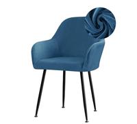 Highdi Stretch Dining Chair Covers Velvet Curved Back Chair Slipcovers with Armrest, Vanity Swivel Armchair Cover Removable Washable for Dining Room Wedding Party Hotel (Royal Blue,6 PCS)
