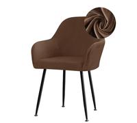 Highdi Stretch Dining Chair Covers Velvet Curved Back Chair Slipcovers with Armrest, Vanity Swivel Armchair Cover Removable Washable for Dining Room Wedding Party Hotel (Dark Brown,1 PC)