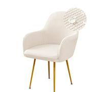 Highdi Stretch Dining Chair Covers Waterproof Jacquard Curved Back Chair Slipcovers with Armrest, Vanity Swivel Armchair Cover Removable Washable for Bedroom Party Hotel (4 PCS,White)