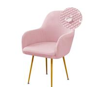 Highdi Stretch Dining Chair Covers Waterproof Jacquard Curved Back Chair Slipcovers with Armrest, Vanity Swivel Armchair Cover Removable Washable for Bedroom Party Hotel (6 PCS,Pink)