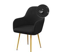 Highdi Stretch Dining Chair Covers Waterproof Jacquard Curved Back Chair Slipcovers with Armrest, Vanity Swivel Armchair Cover Removable Washable for Bedroom Party Hotel (4 PCS,Black)