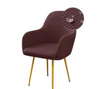 Highdi Stretch Dining Chair Covers Waterproof Jacquard Curved Back Chair Slipcovers with Armrest, Vanity Swivel Armchair Cover Removable Washable for Bedroom Party Hotel (4 PCS,Dark Brown)