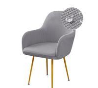 Highdi Stretch Dining Chair Covers Waterproof Jacquard Curved Back Chair Slipcovers with Armrest, Vanity Swivel Armchair Cover Removable Washable for Bedroom Party Hotel (1 PC,Light Gray)