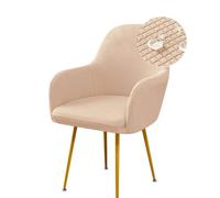 Highdi Stretch Dining Chair Covers Waterproof Jacquard Curved Back Chair Slipcovers with Armrest, Vanity Swivel Armchair Cover Removable Washable for Bedroom Party Hotel (4 PCS,Beige)