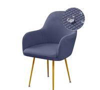 Highdi Stretch Dining Chair Covers Waterproof Jacquard Curved Back Chair Slipcovers with Armrest, Vanity Swivel Armchair Cover Removable Washable for Bedroom Party Hotel (2 PCS,Navy Blue)