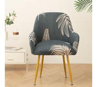 Highdi Stretch Dining Chair Slipcovers Curved Back Chair Covers with Armrest, Modern Prints Vanity Swivel Armchair Cover Removable Washable for Dining Room Kitchen Office (Dark gray,4 PCS)