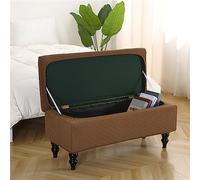 Highdi Stretch Ottoman Cover Rectangle, Elastic Ottoman Slipcover Folding Ottoman Storage Bench Covers Washable Footstool Protector Covers (90-120cm,Khaki)