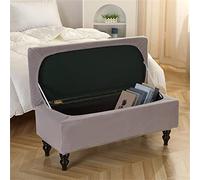 Highdi Stretch Ottoman Cover Rectangle, Soft Elastic Ottoman Slipcover Folding Ottoman Storage Bench Covers Washable Footstool Protector Covers (M,Light grey)