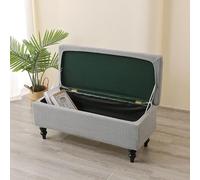 Highdi Stretch Ottoman Cover Rectangle, Soft Elastic Ottoman Slipcover Folding Ottoman Storage Bench Covers Washable Footstool Protector Covers for Living Room (160T Light Gray,L)