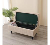 Highdi Stretch Ottoman Cover Rectangle, Soft Elastic Ottoman Slipcover Folding Ottoman Storage Bench Covers Washable Footstool Protector Covers for Living Room (TW27 Khaki,M)