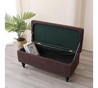 Highdi Stretch Ottoman Cover Rectangle, Soft Elastic Ottoman Slipcover Folding Ottoman Storage Bench Covers Washable Footstool Protector Covers for Living Room (TW27 Brown,L)